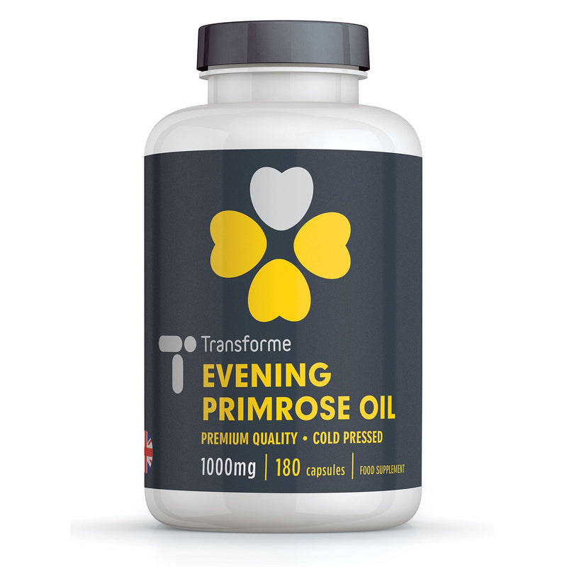 [Australia] - Evening Primrose Oil 1000mg, 180 Softgels, High Strength, Cold Pressed for Max Potency and Benefit, High in Omega 6 and Gamma Linolenic Acid GLA, Made in The UK, by Transforme 