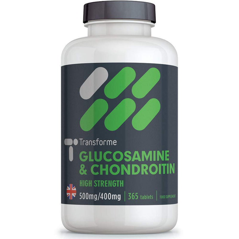 [Australia] - Glucosamine and Chondroitin 500mg/400mg High Strength Complex, 365 Tablets Up to 1 Year Supply, with Superior Chondroitin Sulphate (90% Potency), Gluten Free, by Transforme 