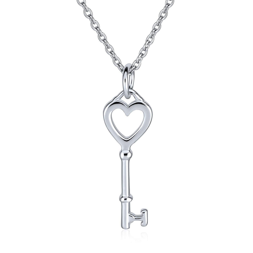 [Australia] - Bling Jewelry Delicate Open Heart Key to My Heart Key Pendant Necklace for Women for Girlfriend 14K Gold Plated 925 Sterling Silver 