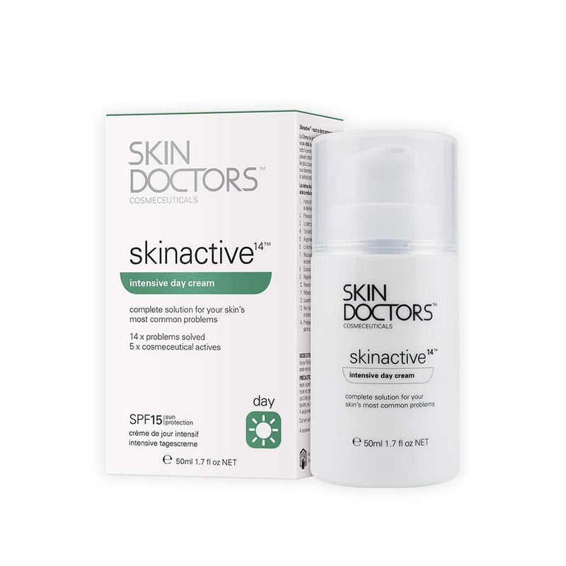 [Australia] - Skin Doctors Skinactive 14 Intensive Day Cream Moisturiser for the face, with SPF15, Skin Active helps hydration, firmness, anti ageing & reduces redness, pore size, fine lines, wrinkles, sagging skin, sun spots, uneven skin tone and pigmentation - 50ml 