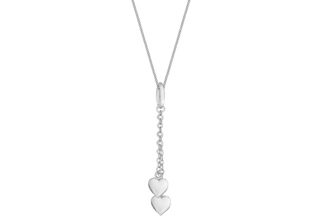 [Australia] - Tuscany Silver Sterling Silver Double Heart and Chain of Pendant on Curb Chain of 46 cm/18 inch 