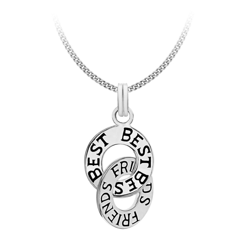 [Australia] - Tuscany Silver Sterling Silver Best Friend Ring Pendant on Curb Chain of 46cm/18" 