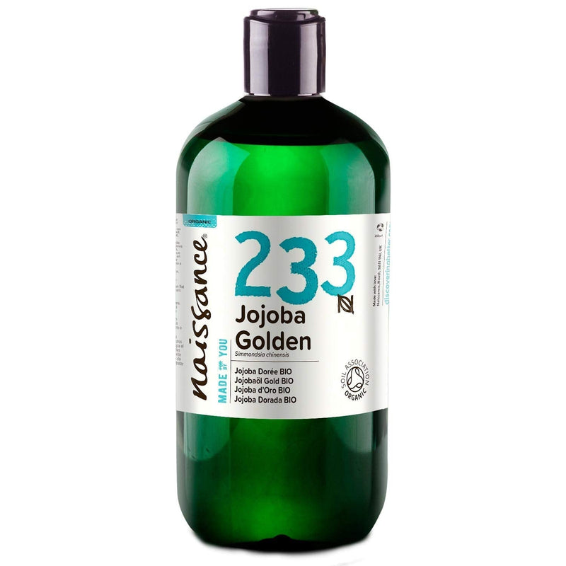 [Australia] - Naissance Organic Golden Jojoba Oil 500ml - Pure and Natural, Certified Organic, Unrefined, Vegan, Hexane Free, No GMO - Ideal for Aromatherapy and as a Massage Base Oil 