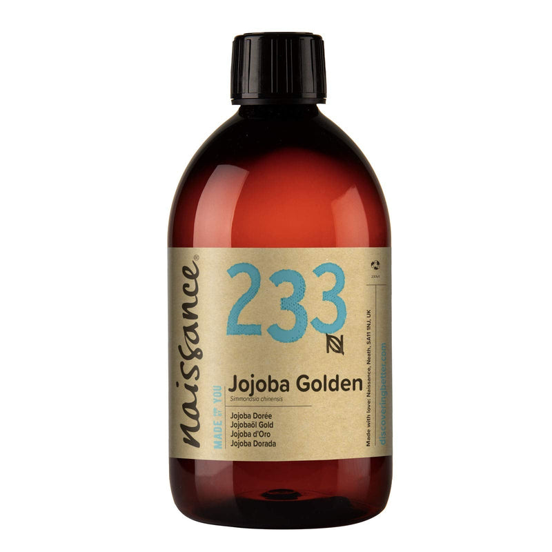 [Australia] - Naissance Cold Pressed Golden Jojoba Oil (no. 233) 500ml - Pure & Natural, Unrefined, Vegan, Hexane Free, No GMO - Ideal for Aromatherapy and as a Massage Base Oil 