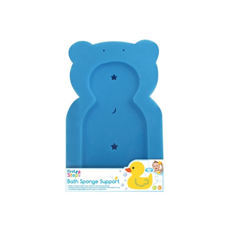 [Australia] - First Steps Baby Bath Time Bath Tub Support Sponge in Teddy Bear Shape for Babies from Newborn Blue 