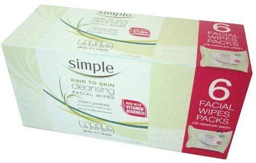 [Australia] - Simple Cleansing Facial Wipes (Boxed 6 packs x 25 wipes) Total 150 Wipes 