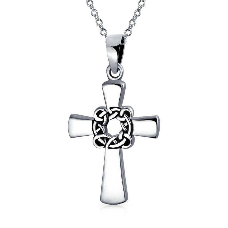 [Australia] - Viking Irish Celtic Knot Eternal Cross Pendant Necklace For Women For Men 925 Sterling Silver 16 Inch 