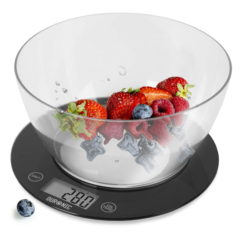 [Australia] - Duronic Kitchen Scales with Bowl KS7000 10kg | for Postal Baking weighing scale| 1.5L Black Digital Display | Add & Weigh Tare | 1g Precision 