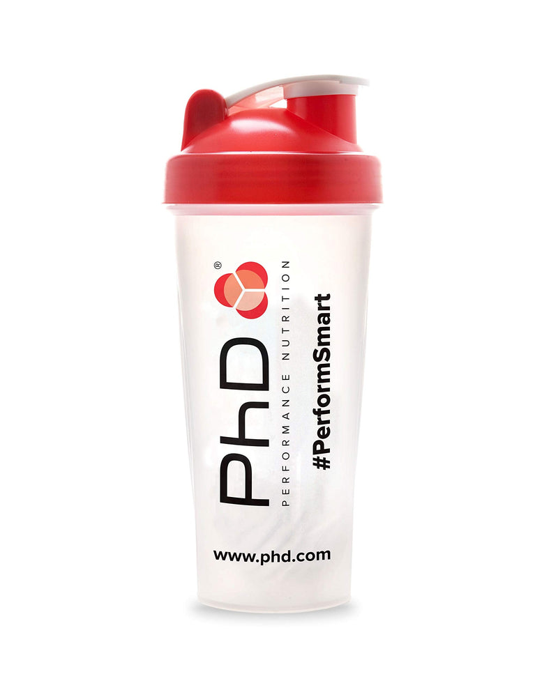 [Australia] - PhD Nutrition Mixball Shaker, Shaker for Protein Shakes, Wire Mixball Whisk, Red Non-Drip Screw Lid, Transparent Colour, 600 ml 