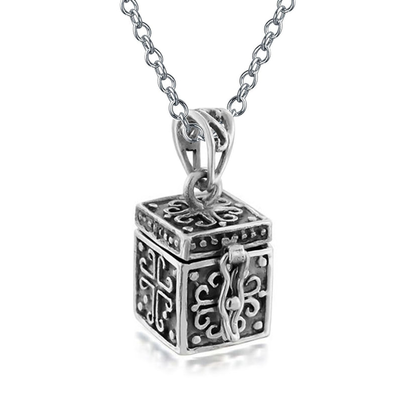 [Australia] - Religious Christian Cross Prayer Box Locket Memorial Momenta Holder Necklace For Women 925 Sterling Silver Pendant 