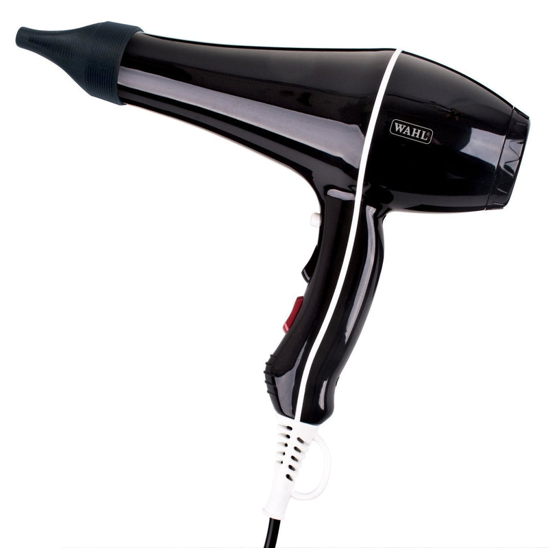 [Australia] - Wahl Powerdry, 2000W Hairdryer, Hair Dryers for Women, Reduces Static and Frizz, Tourmaline Coated Grille, Cool Shot Button, 3 Heat and 2 Speed Settings, Two Concentrator Nozzle, Black 1 Count (Pack of 1) 