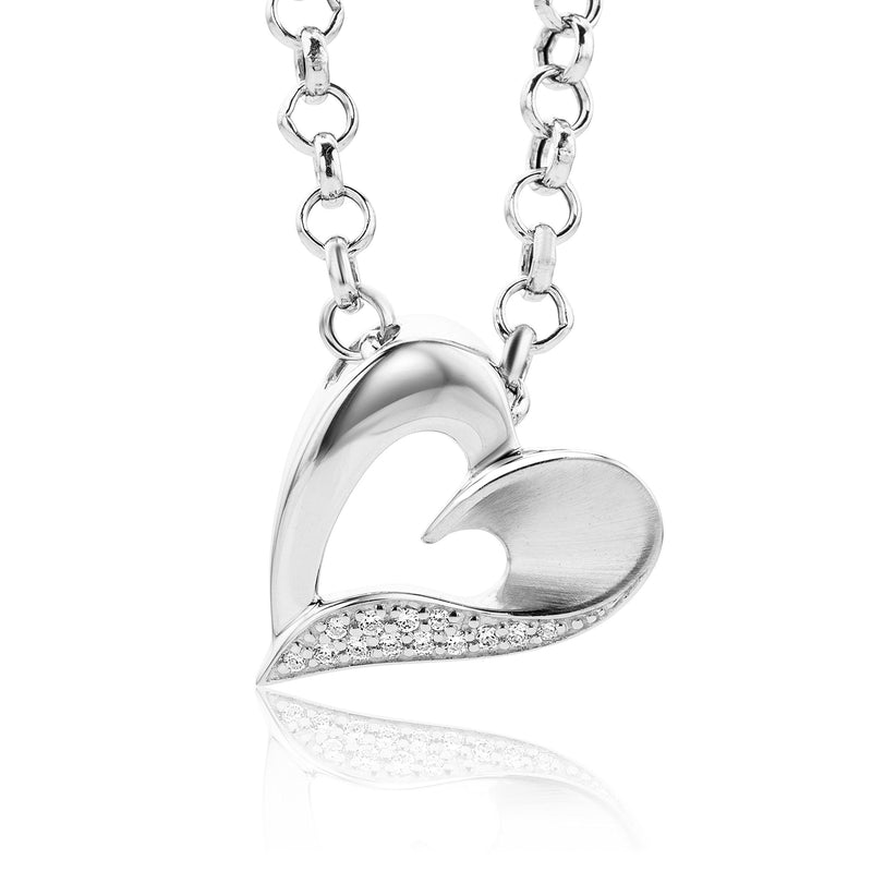 [Australia] - Miore Necklace - Pendant Women Heart Brilliant Cut Zirconia 925 Sterling Silver Chain 45 cm 