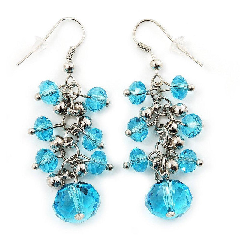 [Australia] - Light Blue Acrylic Bead Drop Earrings - 5cm Length 