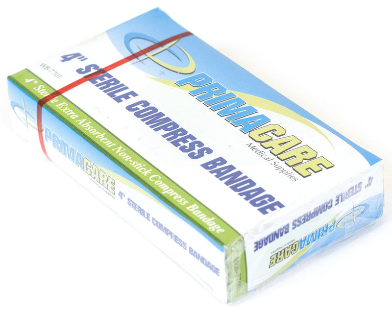 [Australia] - Primacare WB-7701 First Aid Sterile Compress Bandage for Wound Dressing, Medical Supplies Gauze Bandage Rolls, 4" x 7" Pad 