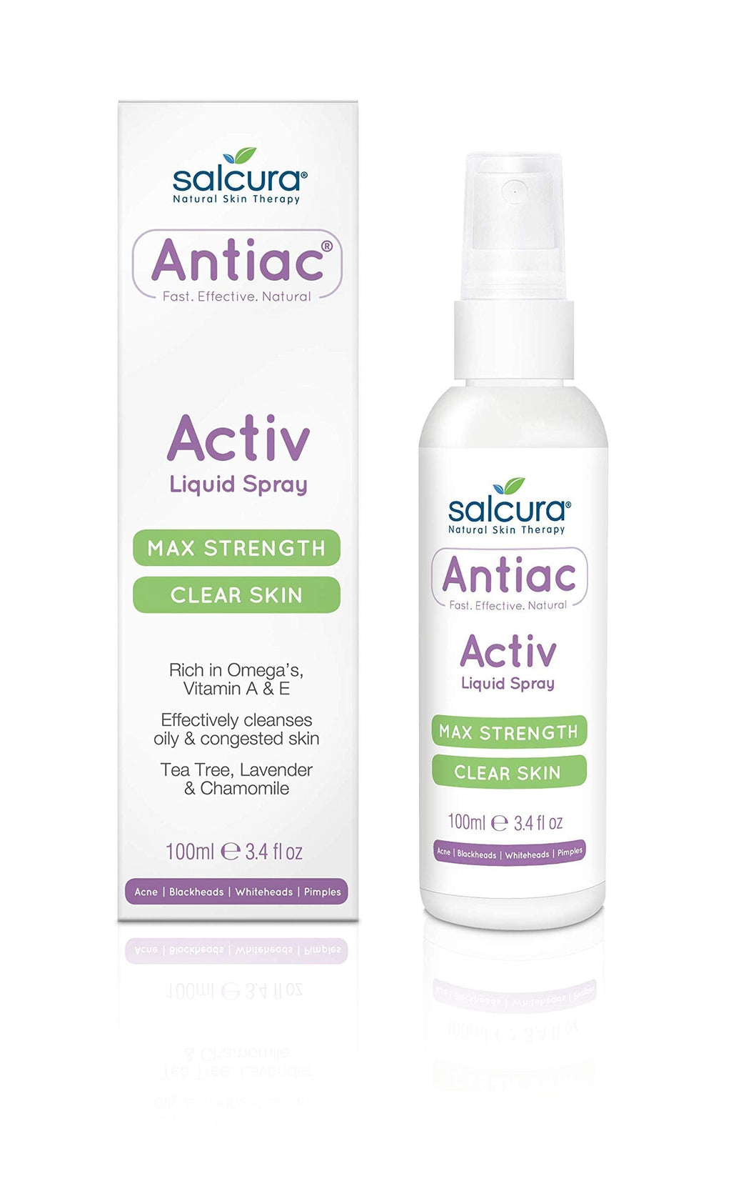 [Australia] - Salcura Natural Skin Therapy, Antiac Activ Liquid Spray, Suitable For Anyone Prone To Suffering From Oily, Congested & Acne-Prone Skin, Refresh, Cleanse & Nourish The Skin 100ml 