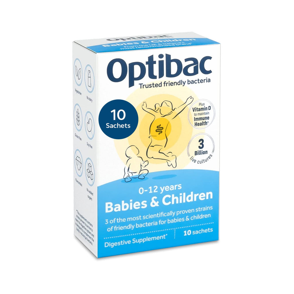 [Australia] - Optibac for Babies & Children - Gut Friendly Bacteria with Vitamin D for Immune System Support & 3 Billion Bacterial Cultures - 10 Sachets 10 Count (Pack of 1) 