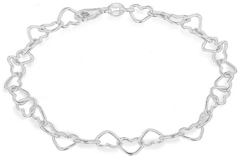 [Australia] - Tuscany Silver Sterling Silver Small Open Heart Link Bracelet of 19cm/7.5" 
