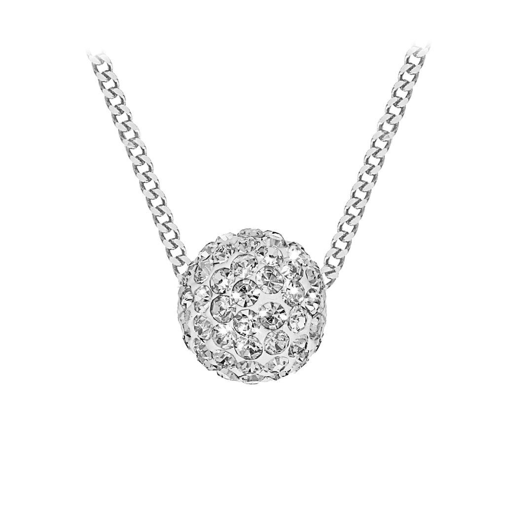 [Australia] - Tuscany Silver Sterling Silver Cubic Zirconia Ball Pendant on Curb Chain of 46cm/18" 