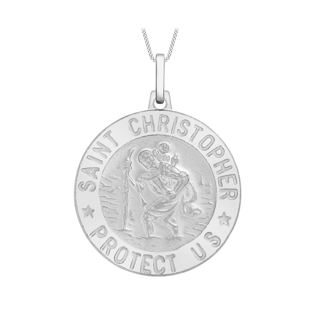 [Australia] - Tuscany Silver Sterling Silver Small St Christopher Pendant on Curb Chain of 51 cm/20 inch 