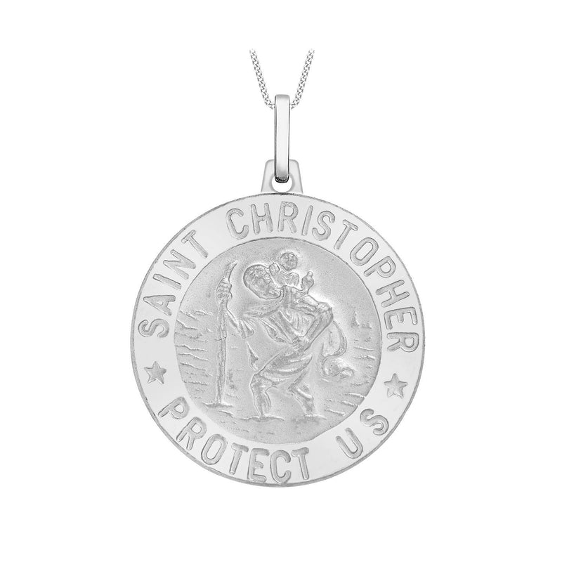 [Australia] - Tuscany Silver Sterling Silver Small St Christopher Pendant on Curb Chain of 51 cm/20 inch 