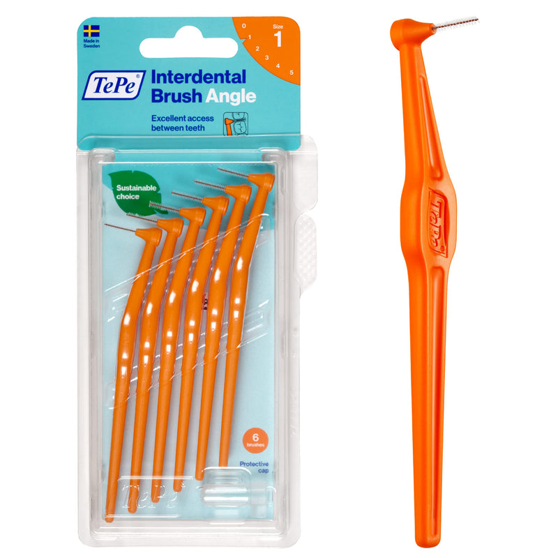 [Australia] - Tepe Angled 0.45mm Orange Interdental Brushes - Pack of 6 (Packaging may vary) 6 Count (Pack of 1) 