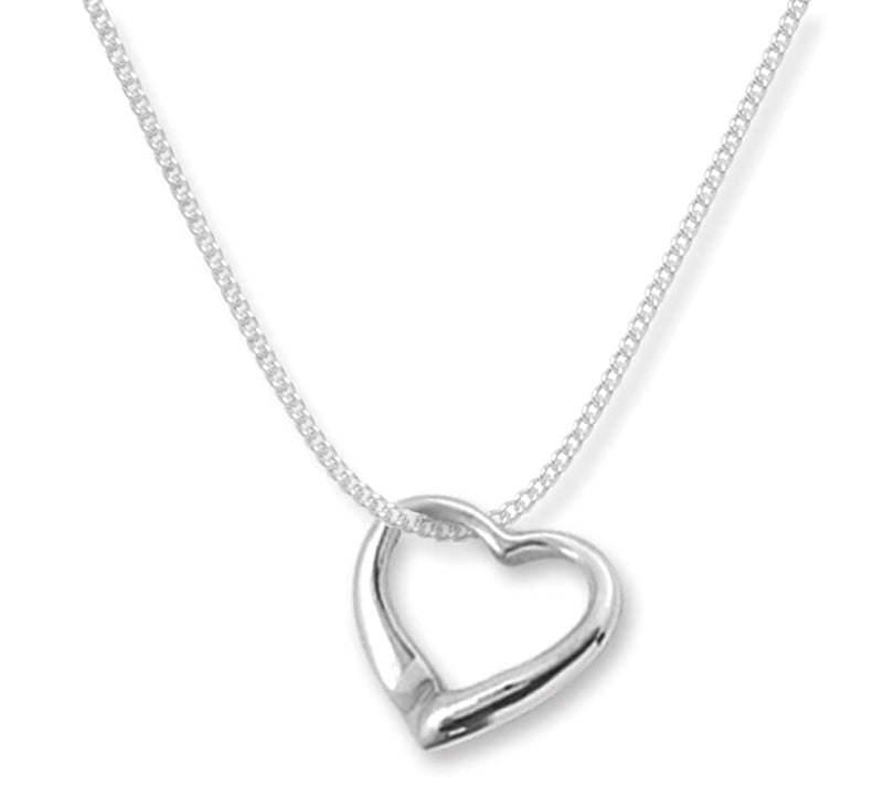 [Australia] - Heather Needham Sterling Silver floating Heart Necklace on 41cm - 16 inch silver chain - Heart size 16mm. Solid silver heart necklace - Gift boxed 8030/16 