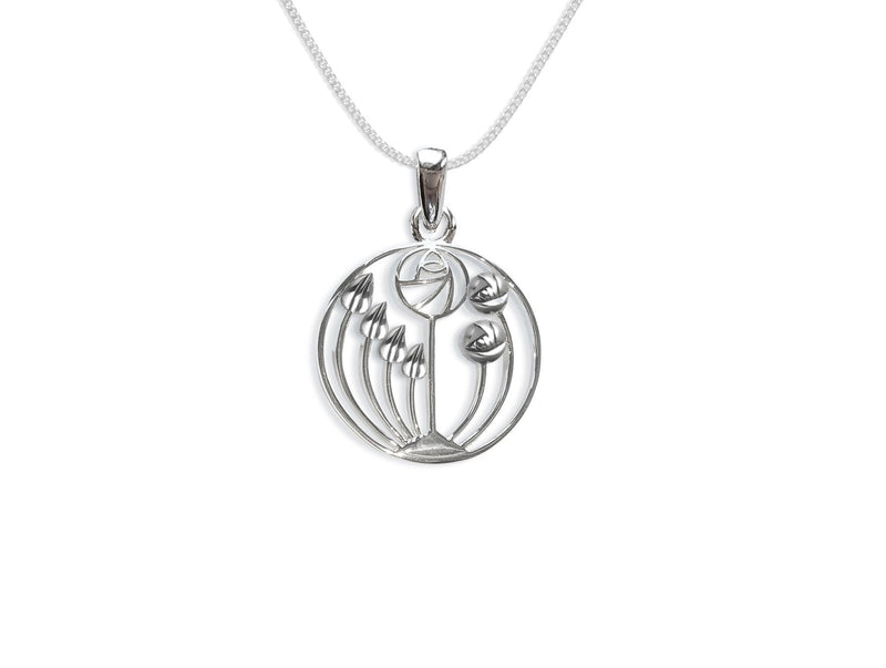 [Australia] - Sterling Silver Rennie Mackintosh Necklace on 18" silver chain - Tulip Pendant - SIZE: Small - 15mm. Gift Boxed 8109/18 