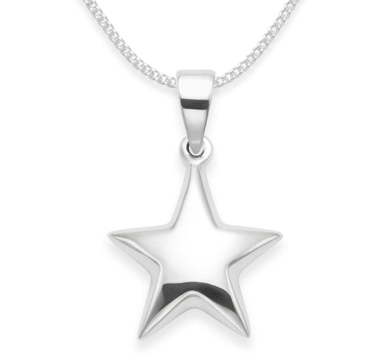 [Australia] - Heather Needham Sterling Silver Star Necklace on 18" chain - Star size 15mm (24mm icluding pendant top) Gift Boxed 8105/18 