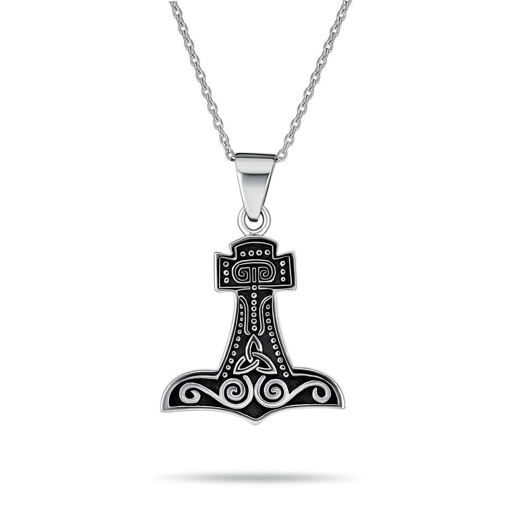 [Australia] - Celtic Knot Viking Thors Hammer Pendant Necklace For Men Women Oxidized 925 Sterling Silver With Chain 