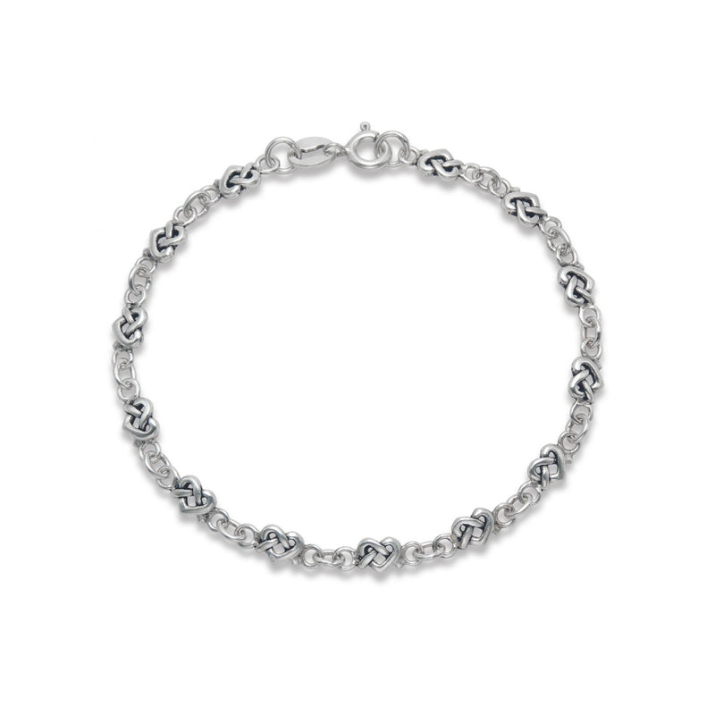 [Australia] - Heather Needham Silver Dainty Sterling Silver Celtic hearts Bracelet 5mm wide x 18cm (7") long. Gift boxed 3129 
