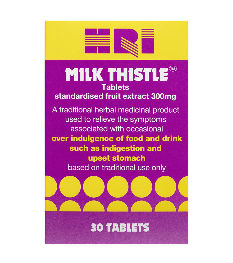 [Australia] - HRI Milk Thistle Tablets. 300 Milligrams. Highest Approved Dose of Milk Thistle on The UK Market. to Relieve Symptoms of Overindulgence of Food and Drink, Indigestion, Upset Stomach. 30 Tablets 30 Count (Pack of 1) 