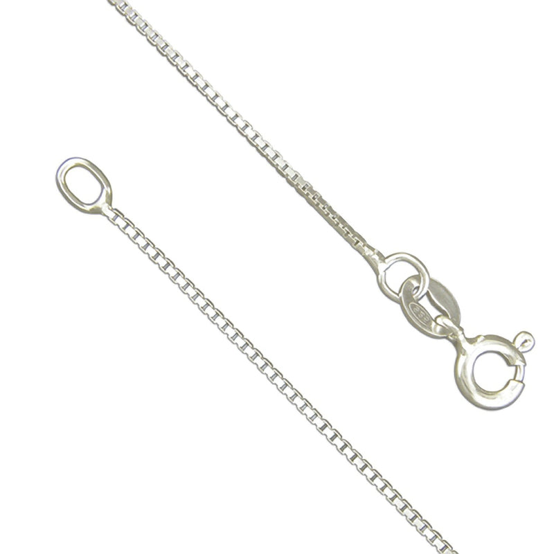 [Australia] - 925 Sterling Silver 0.80 mm Thick Box Link/Square Link Chain Necklace for Women Teenager Girls - 16" 18" 20" Inch - Fine/Trace Silver Chain 18.0 Inches 0.8MM 