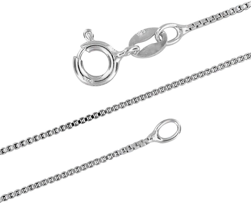 [Australia] - 925 Sterling Silver 1.0 mm Thick Box Link/Square Link Chain Necklace for Women Teenager Girls - 16" 18" 20" Inch - Trace/Fine Silver Chain 18.0 Inches 1MM 