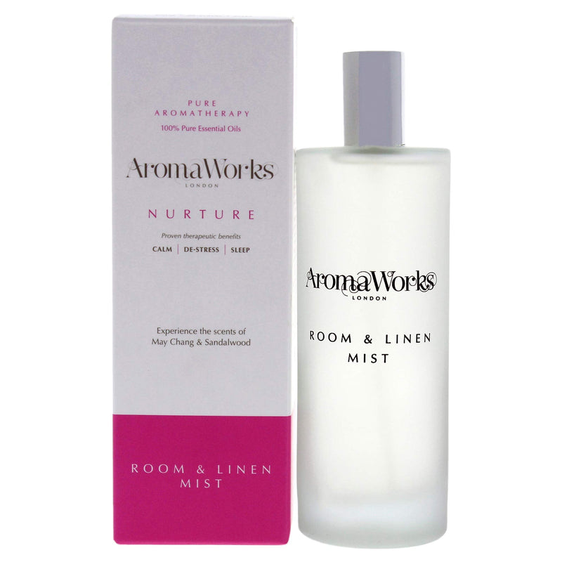 [Australia] - AromaWorks - Nurture Room and Linen Mist - Proven Therapeutic Benefits - Calm - De-stress - Sleep - Expercience the Scents of Maychang and Sandalwood - 100% Pure Essentiial Oils - 3.4 oz/100 ml 