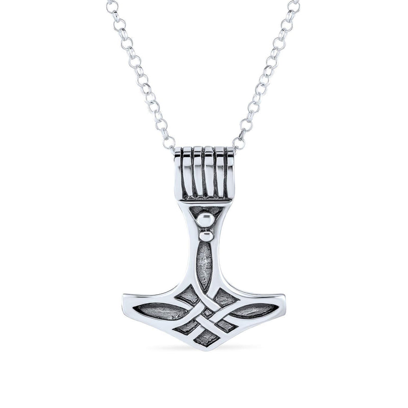 [Australia] - Celtic Knot Viking Thors Hammer Pendant Necklace For Men For Women Oxidized 925 Sterling Silver With Chain 