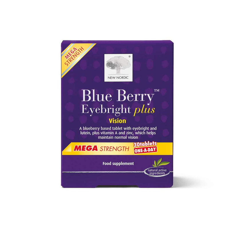 [Australia] - New Nordic Blue Berry Mega Strength - One-A-Day Tablets - 30 Tablets - Blue Berry Eyebright Plus - Natural Vegan Eye Supplement Tablets - Suitable for Women and Men 