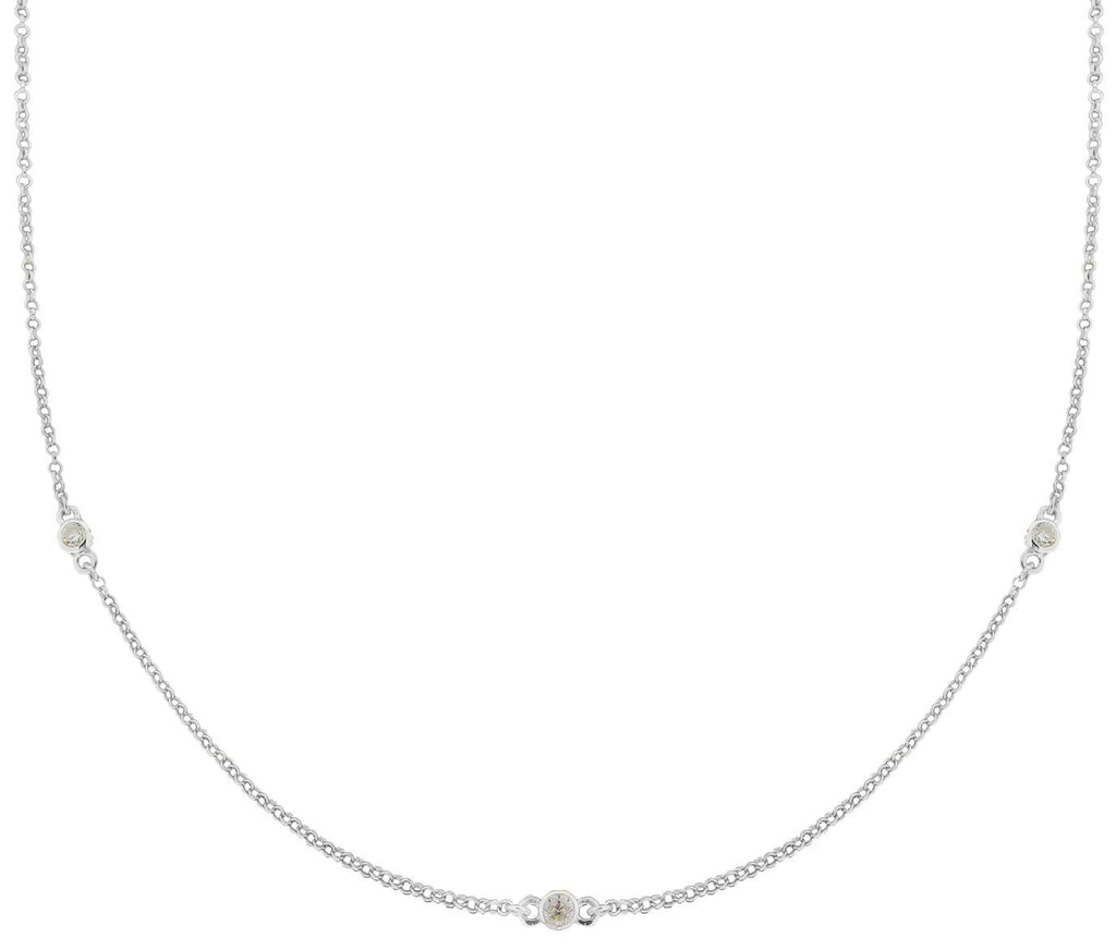 [Australia] - Tuscany Silver Sterling Silver with Round White Cubic Zirconia Necklace of 46cm/18" 