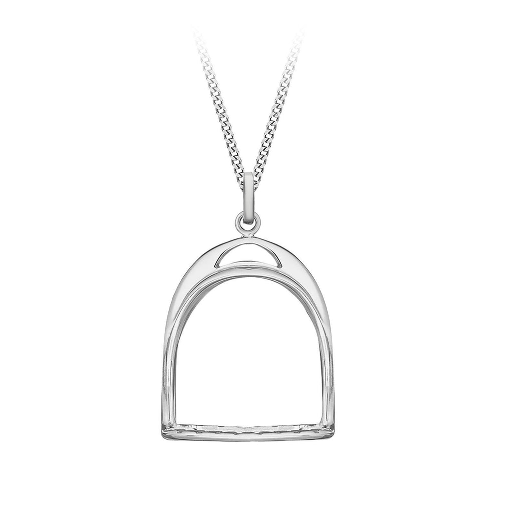 [Australia] - Tuscany Silver Sterling Silver Stirrup Pendant on Sterling Silver 25 Adjustable Panza Curb Chain 41cm/16"-46cm/18" 