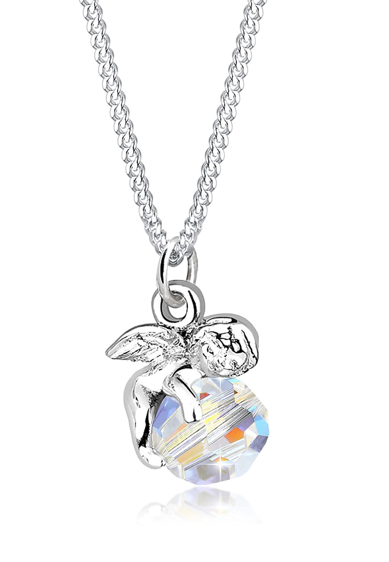 [Australia] - Elli Women's 925 Sterling Silver Xilion Cut Crystal Silver Angel Pendant Necklace White 