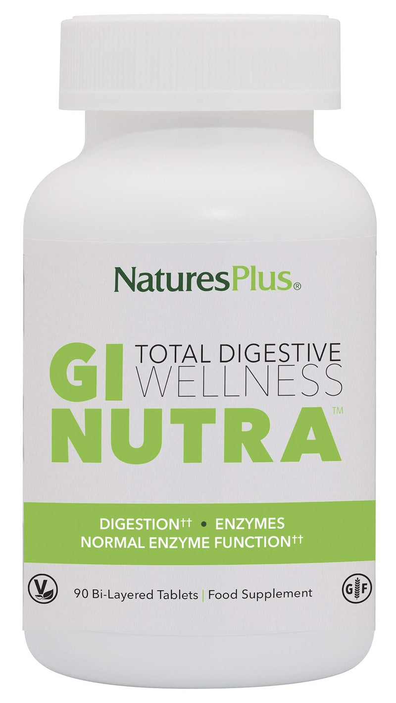 [Australia] - NaturesPlus GI Nutra Total Digestive Wellness - Natural Probiotics Supplement with Prebiotics, Digestive Enzymes, Calcium and Glutamine for Gut Health - Vegetarian, Gluten Free - 90 Tablets 90 Count (Pack of 1) 