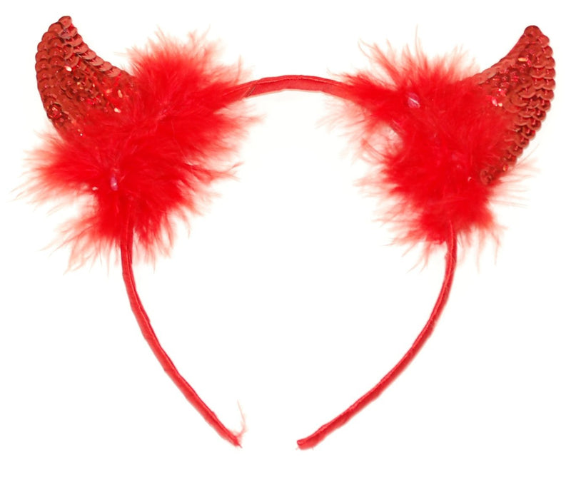[Australia] - Fun pair of red sequin Devils horns on head band, Alice band , Great Hen nights, fancy dress. 