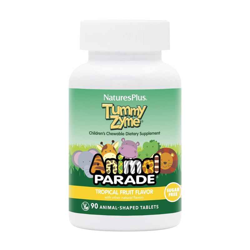 [Australia] - NaturesPlus Animal Parade Tummy Zyme Children�s Digestion Support - Active Enzymes, Lactase, Live Probiotics - Vegetarian, Gluten Free - Tropical Fruit Flavour, 90 Chewables 