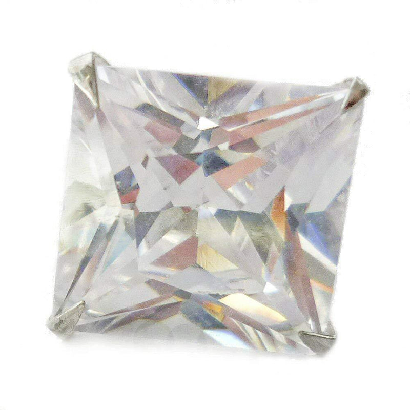 [Australia] - 8MM Bling MENS Princess Cut Square Diamond Cubic Zirconia (CZ) Sterling Silver Stud Earring (Single) - Beckham Style 