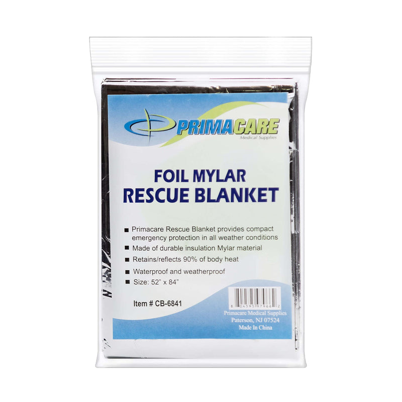 [Australia] - Primacare CB-6841 Emergency Foil Mylar Thermal Blankets, First Aid Space Blanket for Outdoors, Hiking, Survival, 52" x 84" 