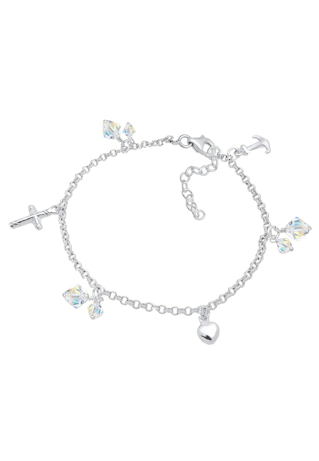 [Australia] - Elli Bracelet Cross Heart Anchor Swarovski® Crystals 925 Sterling Silver 