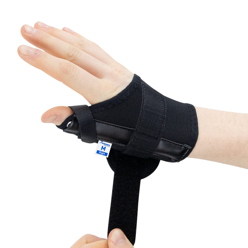 [Australia] - Actesso Elasticated Thumb Support Splint - Ideal for Thumb Pain Relief, Sprains, Tendonitis or Fractures (Black, Large Left) L (Pack of 1) Black 