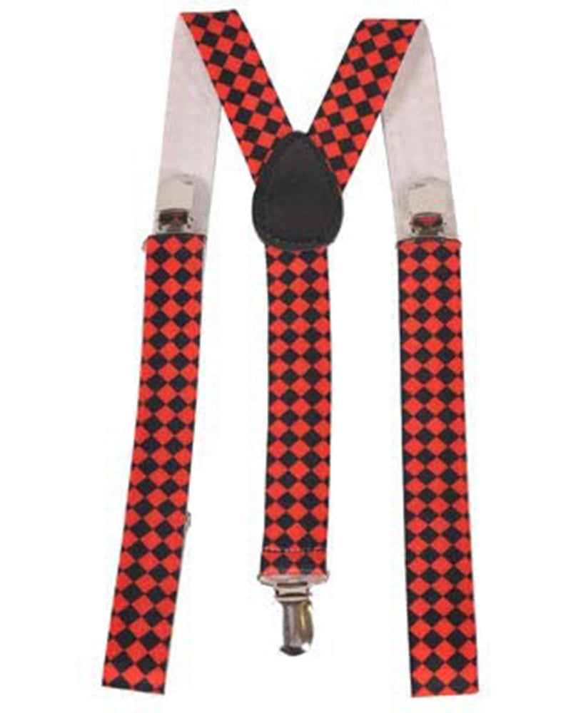 [Australia] - Dress up America 601 Unisex Diamond Checkerboard Suspenders Regular Size, red, Children One 