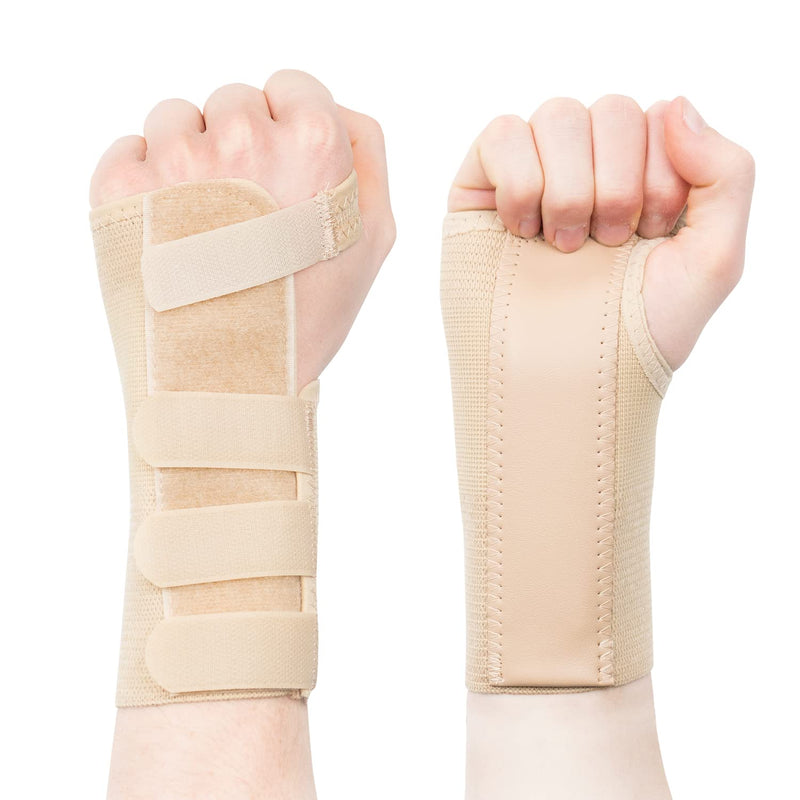 [Australia] - Actesso Tri-Weave Wrist Support Splint Brace - Relieves Pain from Carpal Tunnel, Fractures, Sprains and Joint Pain (Beige, Large Right) L (Pack of 1) 
