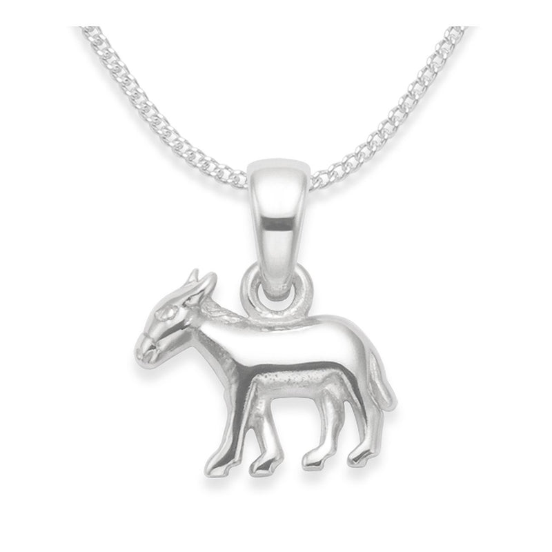[Australia] - Heather Needham Sterling Silver Donkey Necklace on 16" Silver chain - pendant Size: 13mm x 11mm plus top. Gift Boxed 8091 
