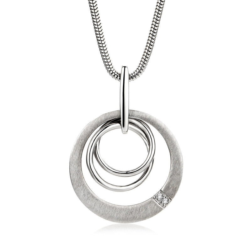 [Australia] - Miore Necklace - Pendant Women Brilliant Cut Zirconia 925 Sterling Silver Chain 45 cm 